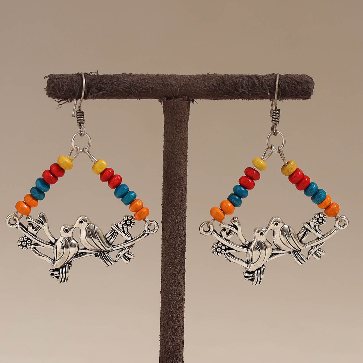 Multicolor - tanvi wooden beads earrings with german silver
