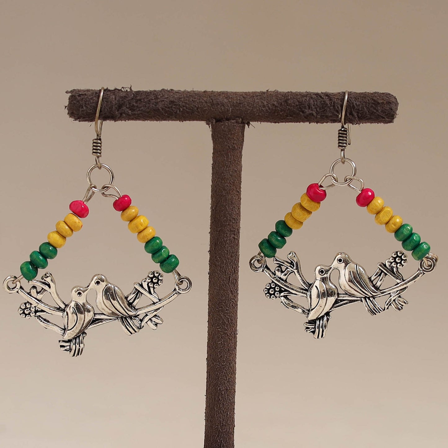 Multicolor - lavina wooden beads earrings with german