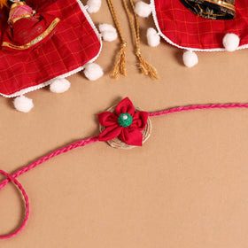  Handmade Fabric Flower Jute Rakhi (Set of 2)