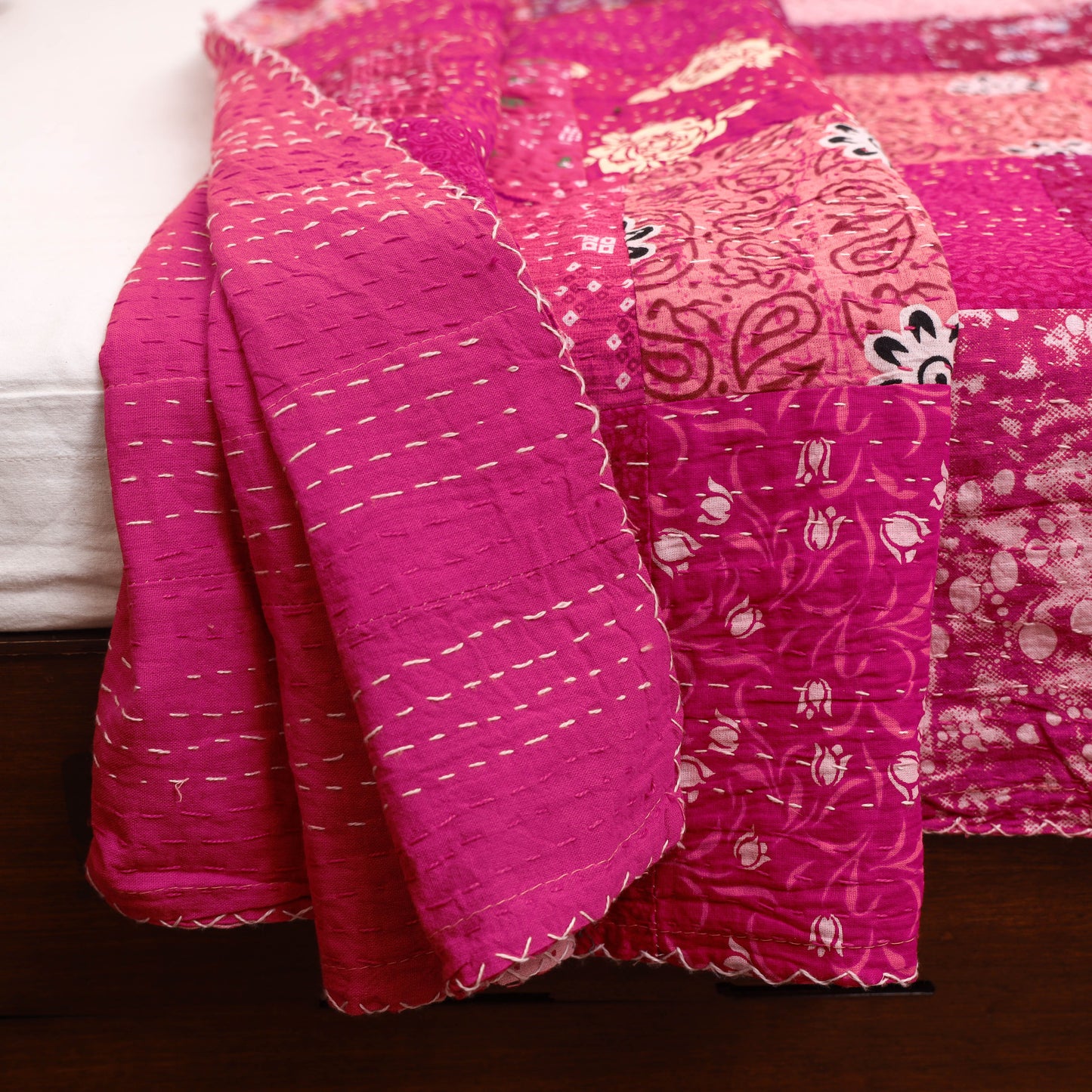 Pink - Khambadiya Tagai Patchwork Quilt / Gudri / Blanket 33
