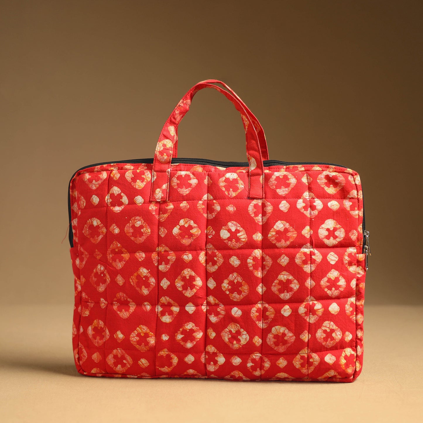 Red - Handmade Quilted Cotton Laptop Bag (12 x 16 in) 12