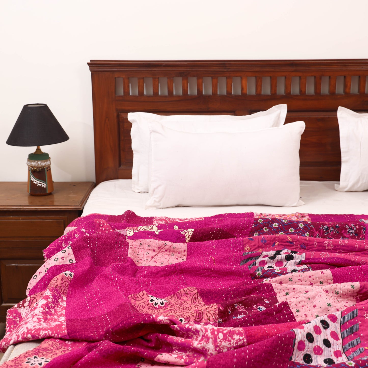 Pink - Khambadiya Tagai Patchwork Quilt / Gudri / Blanket 33