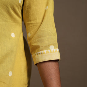 Yellow Cotton Jacquard Kurta Set (Set of 2)