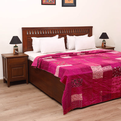 Pink - Khambadiya Tagai Patchwork Quilt / Gudri / Blanket 34