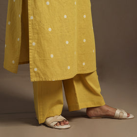 Yellow Cotton Jacquard Kurta Set (Set of 2)