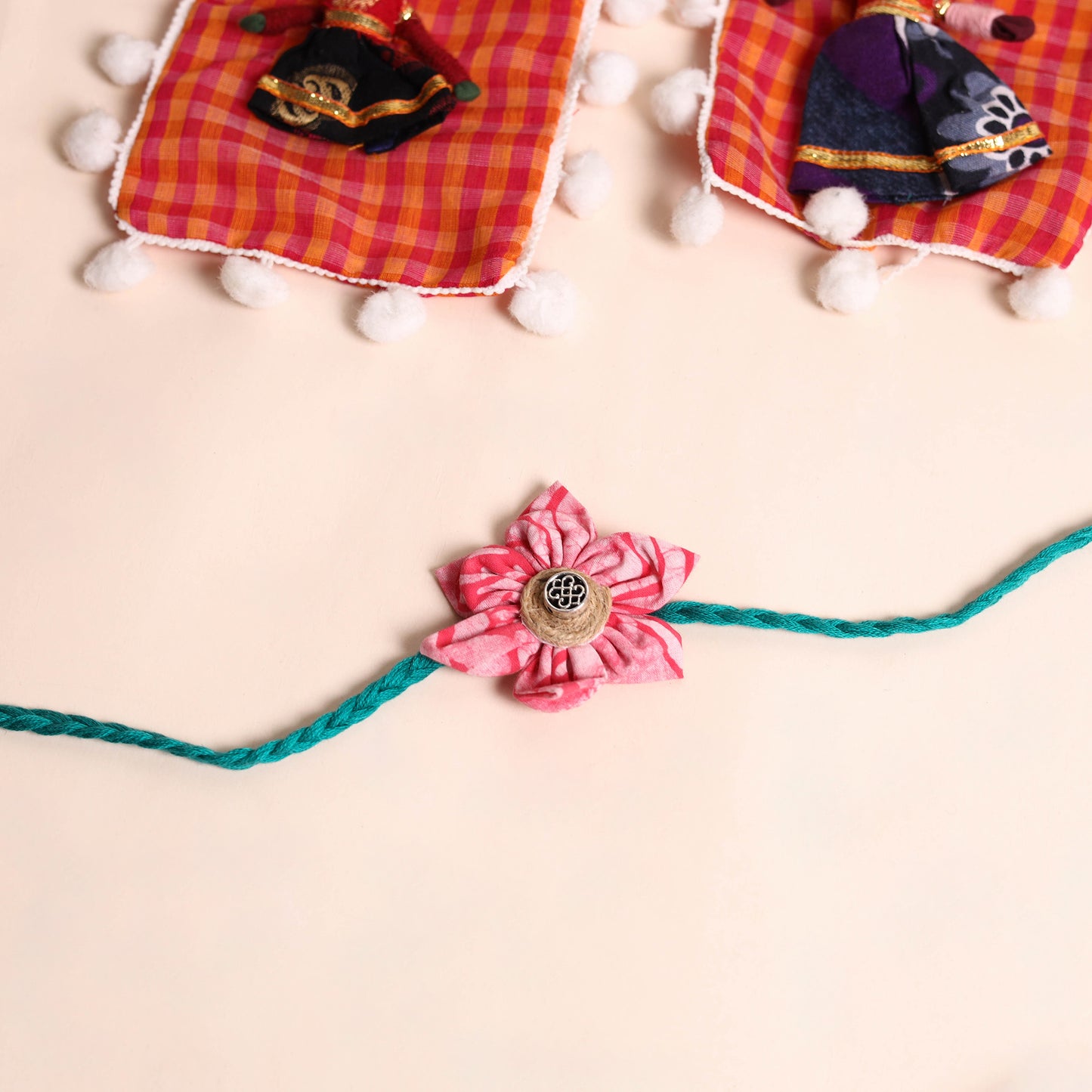  Handmade Fabric Flower Rakhi (Set of 2)