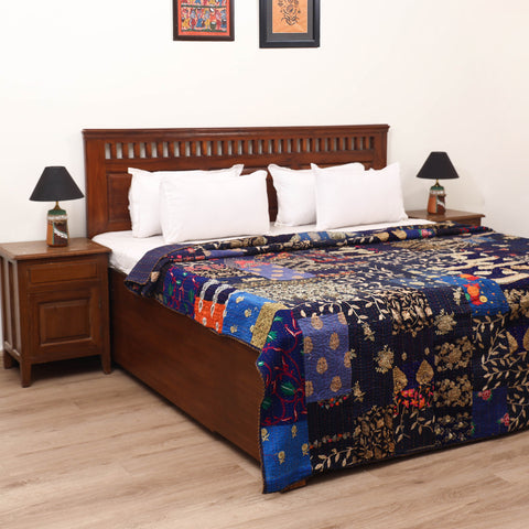 Blue - Khambadiya Tagai Patchwork Quilt / Gudri / Blanket 36