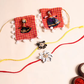  Handmade Fabric Flower Rakhi (Set of 2)