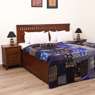 Blue - Khambadiya Tagai Patchwork Quilt / Gudri / Blanket 37