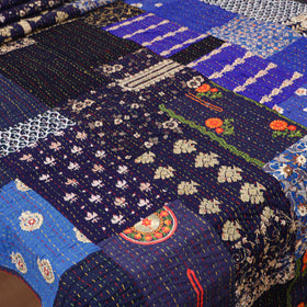 Blue - Khambadiya Tagai Patchwork Quilt / Gudri / Blanket 37