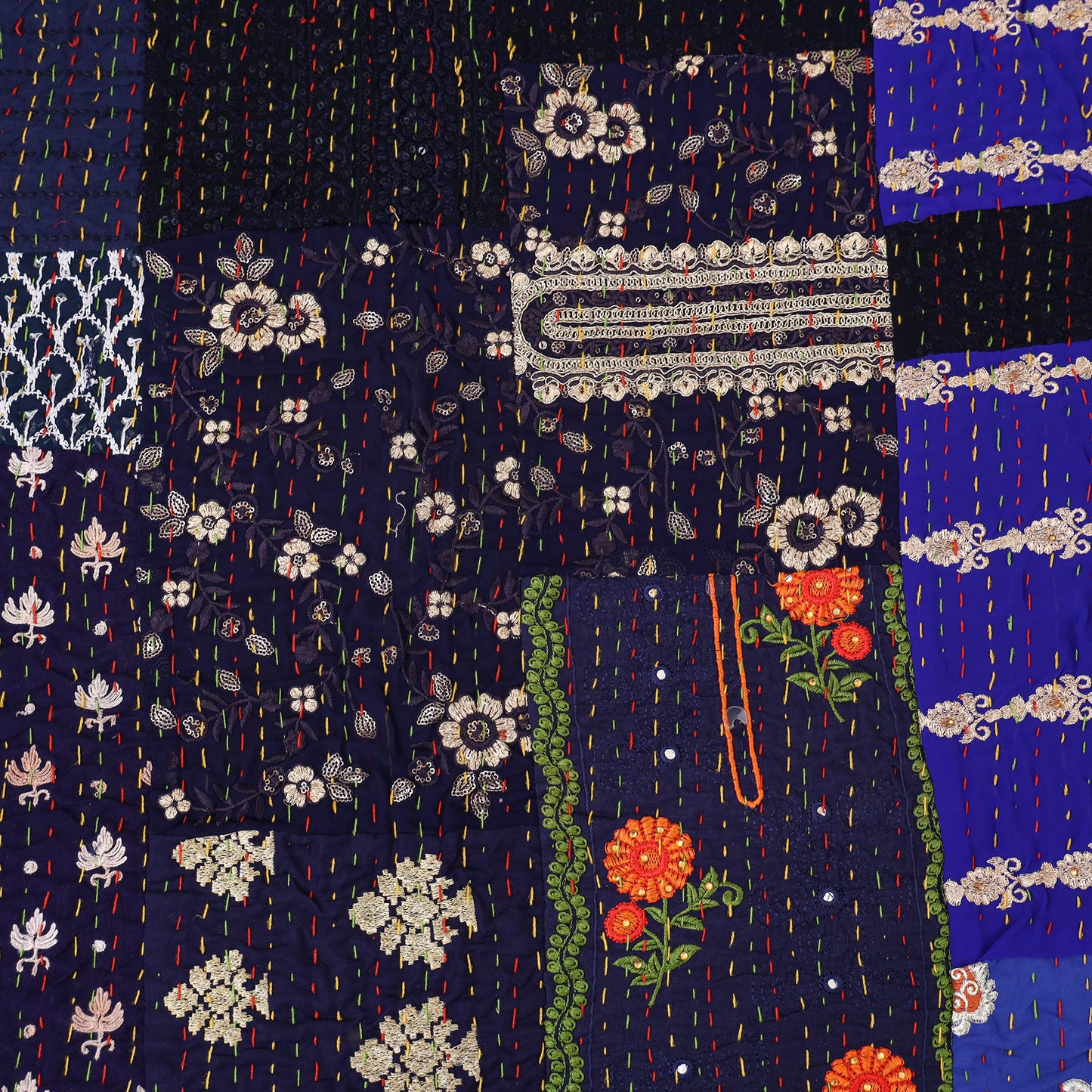Blue - Khambadiya Tagai Patchwork Quilt / Gudri / Blanket 37