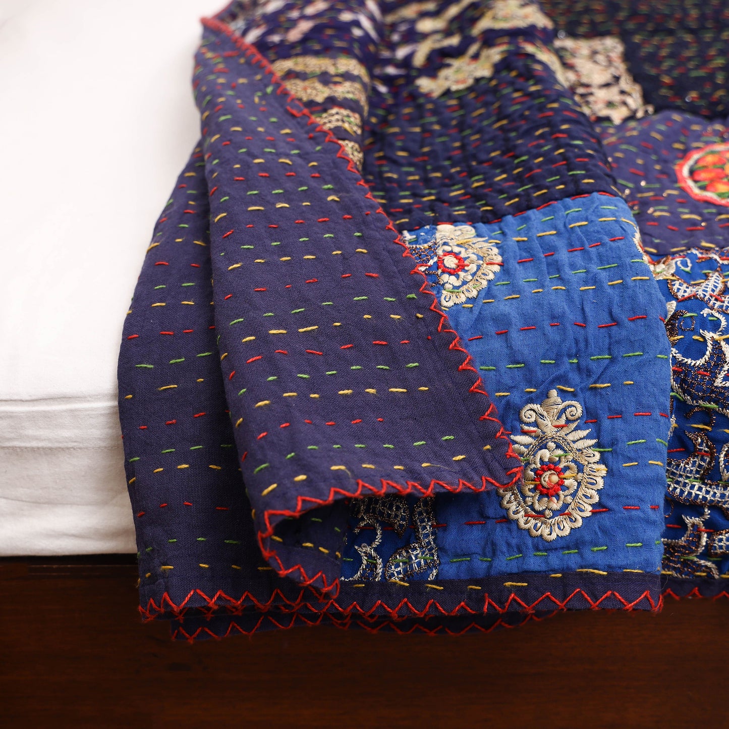 Blue - Khambadiya Tagai Patchwork Quilt / Gudri / Blanket 37