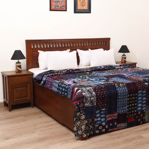 Blue - Khambadiya Tagai Patchwork Quilt / Gudri / Blanket 38