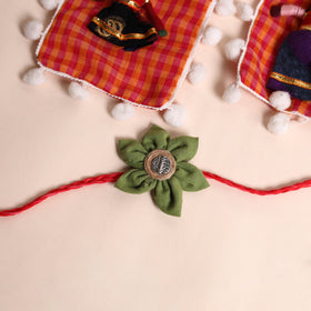  Handmade Fabric Flower Rakhi (Set of 2)