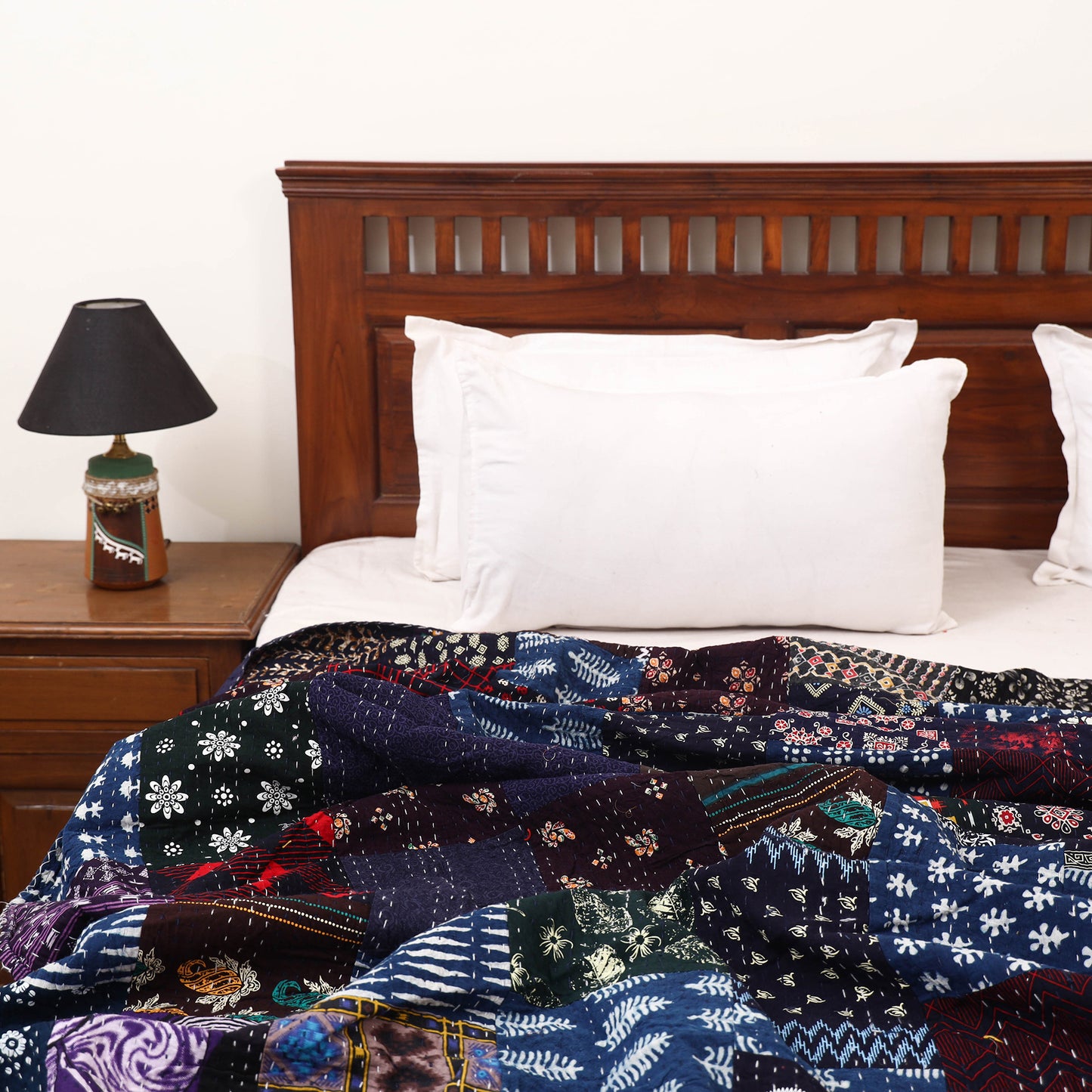 Blue - Khambadiya Tagai Patchwork Quilt / Gudri / Blanket 38