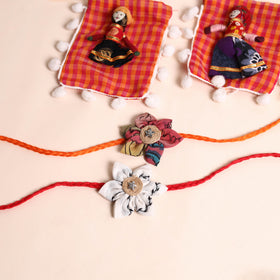  Handmade Fabric Flower Rakhi (Set of 2)