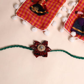  Handmade Fabric Flower Rakhi (Set of 2)