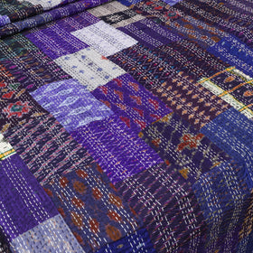 Purple - Khambadiya Tagai Patchwork Quilt / Gudri / Blanket 41