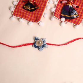  Handmade Fabric Flower Rakhi (Set of 2)