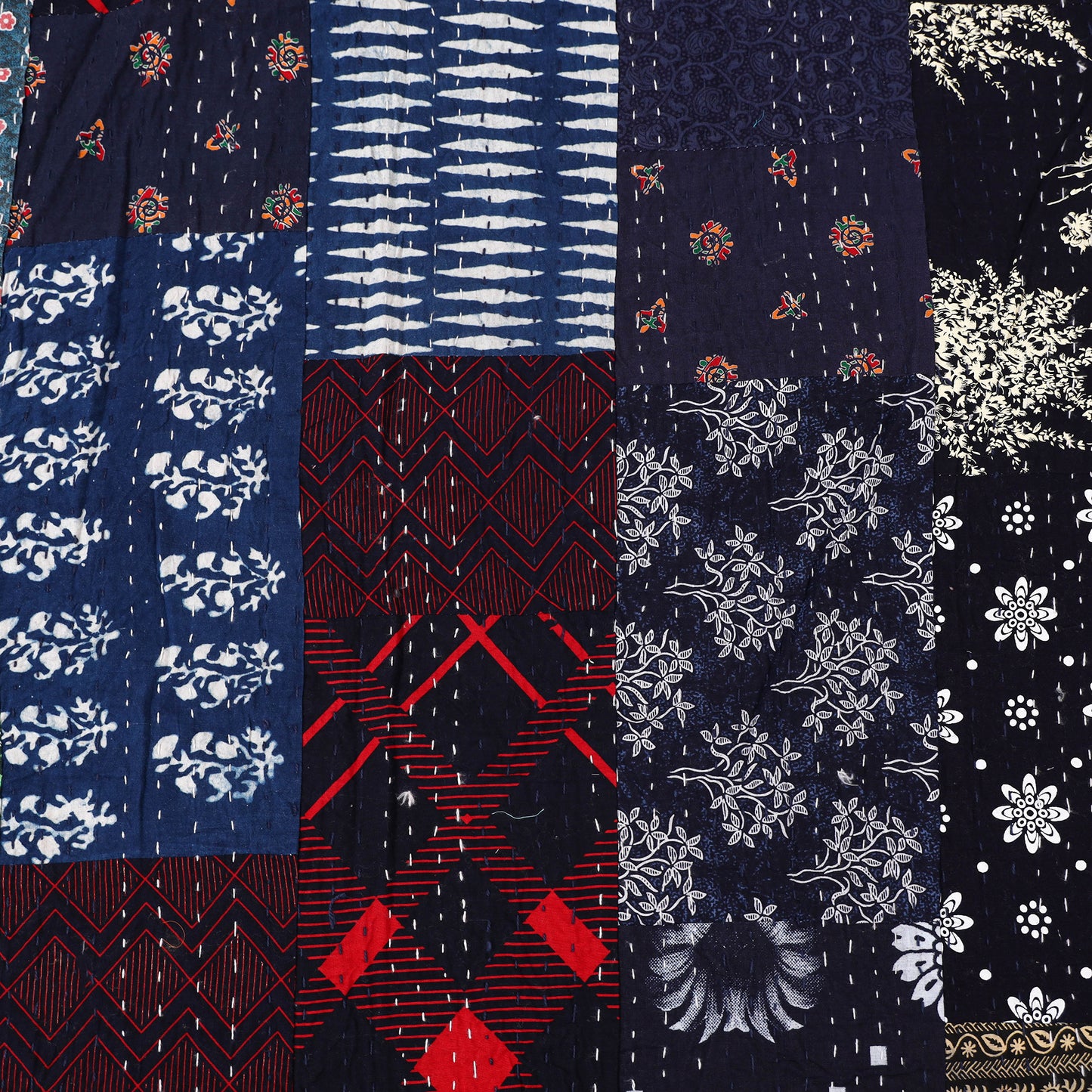 Blue - Khambadiya Tagai Patchwork Quilt / Gudri / Blanket 44