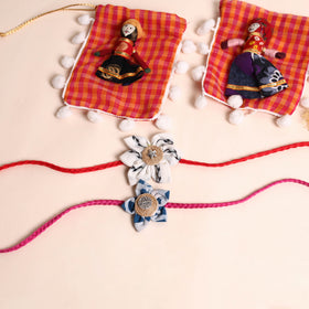  Handmade Fabric Flower Rakhi (Set of 2)