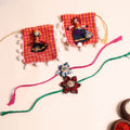  Handmade Fabric Flower Rakhi (Set of 2)