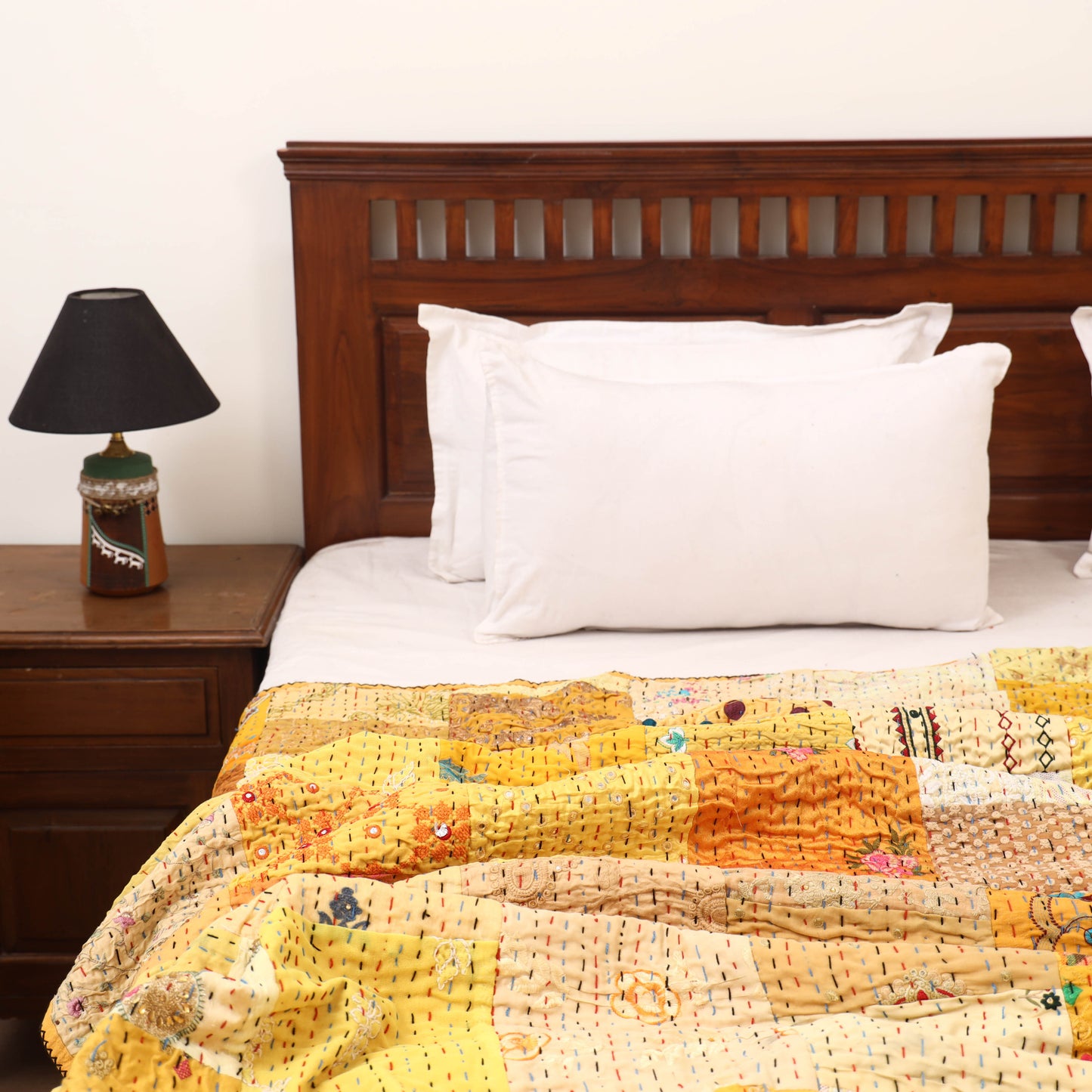 Yellow - Khambadiya Tagai Patchwork Quilt / Gudri / Blanket 46