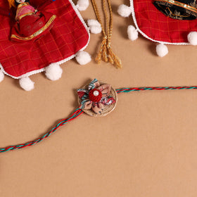  Handmade Fabric Flower Jute Rakhi (Set of 2)