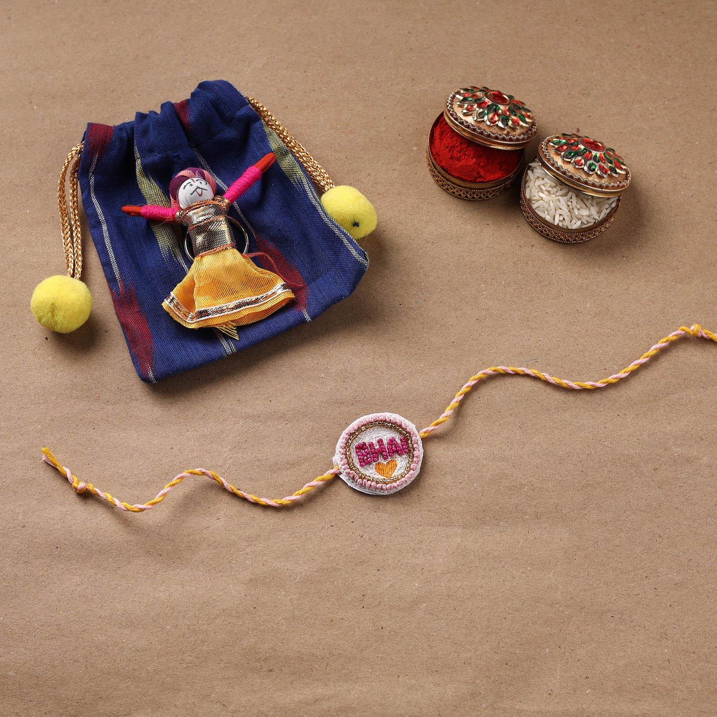 Hand Embroidered Thread Work Rakhi 01