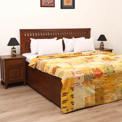 Yellow - Khambadiya Tagai Patchwork Quilt / Gudri / Blanket 48