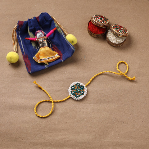 Flower - Hand Embroidered Thread Work Rakhi 02