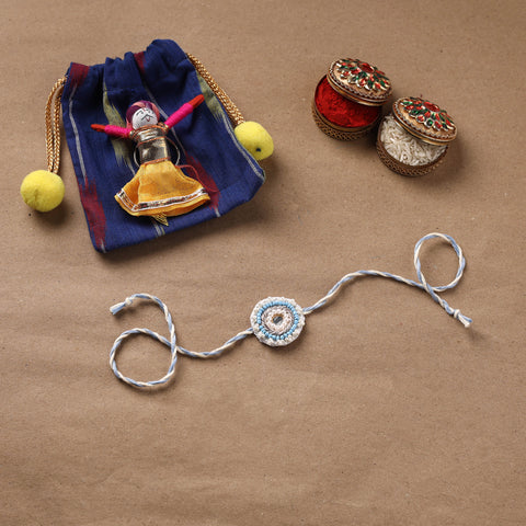 Flower - Hand Embroidered Thread Work Rakhi 04