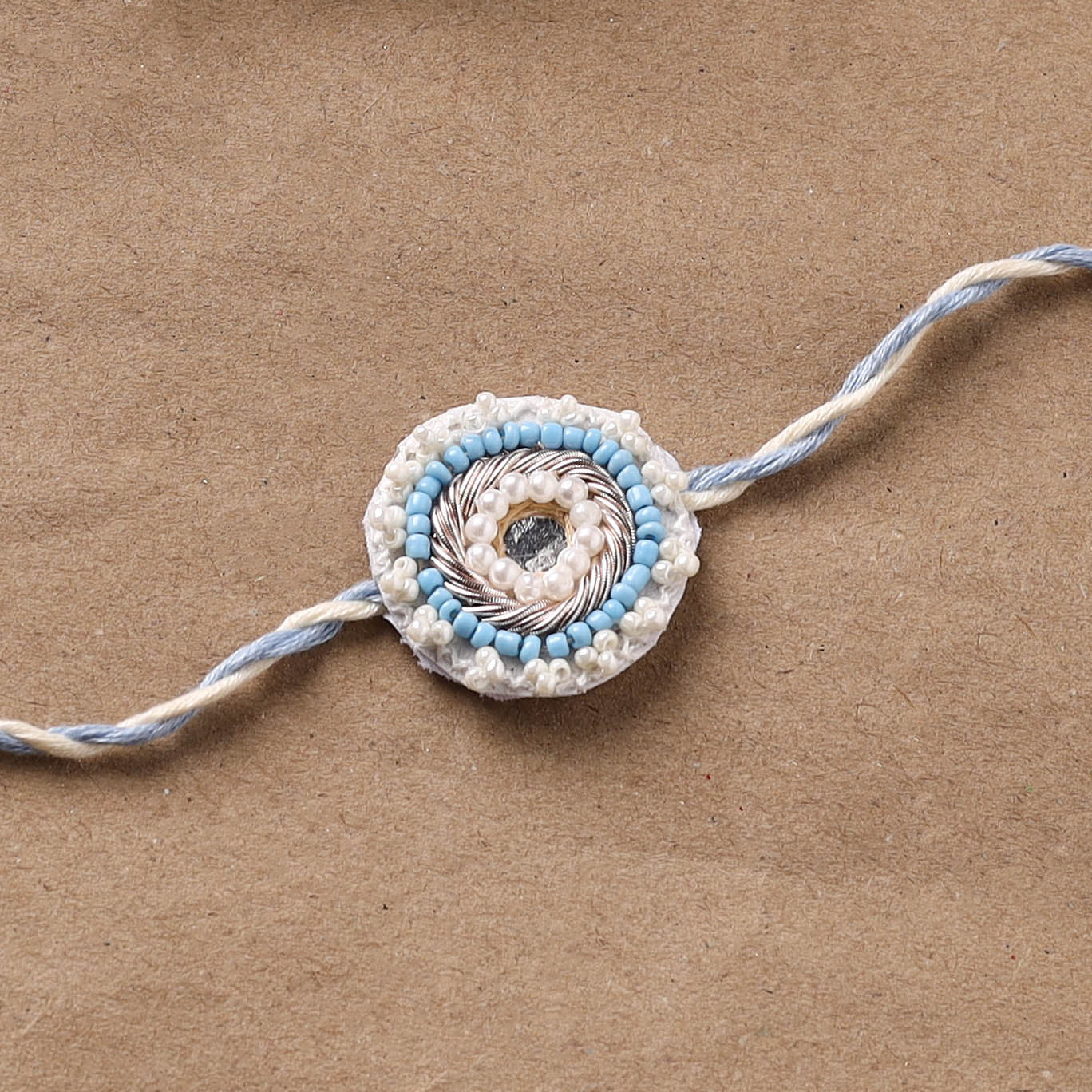Hand Embroidered Thread Work Rakhi 04