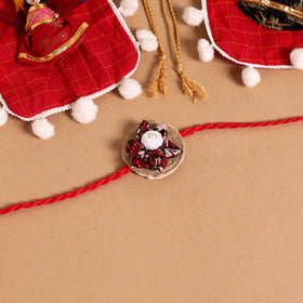  Handmade Fabric Flower Jute Rakhi (Set of 2)