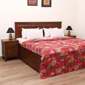 Red - Jaipur Print Tagai Work Double Bedsheet (108 x 90 in) 05