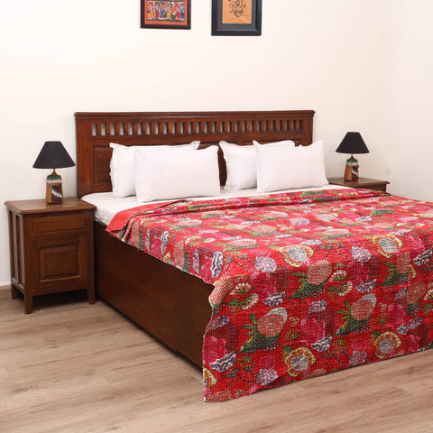 Red - Jaipur Print Tagai Work Double Bedsheet (108 x 90 in) 05