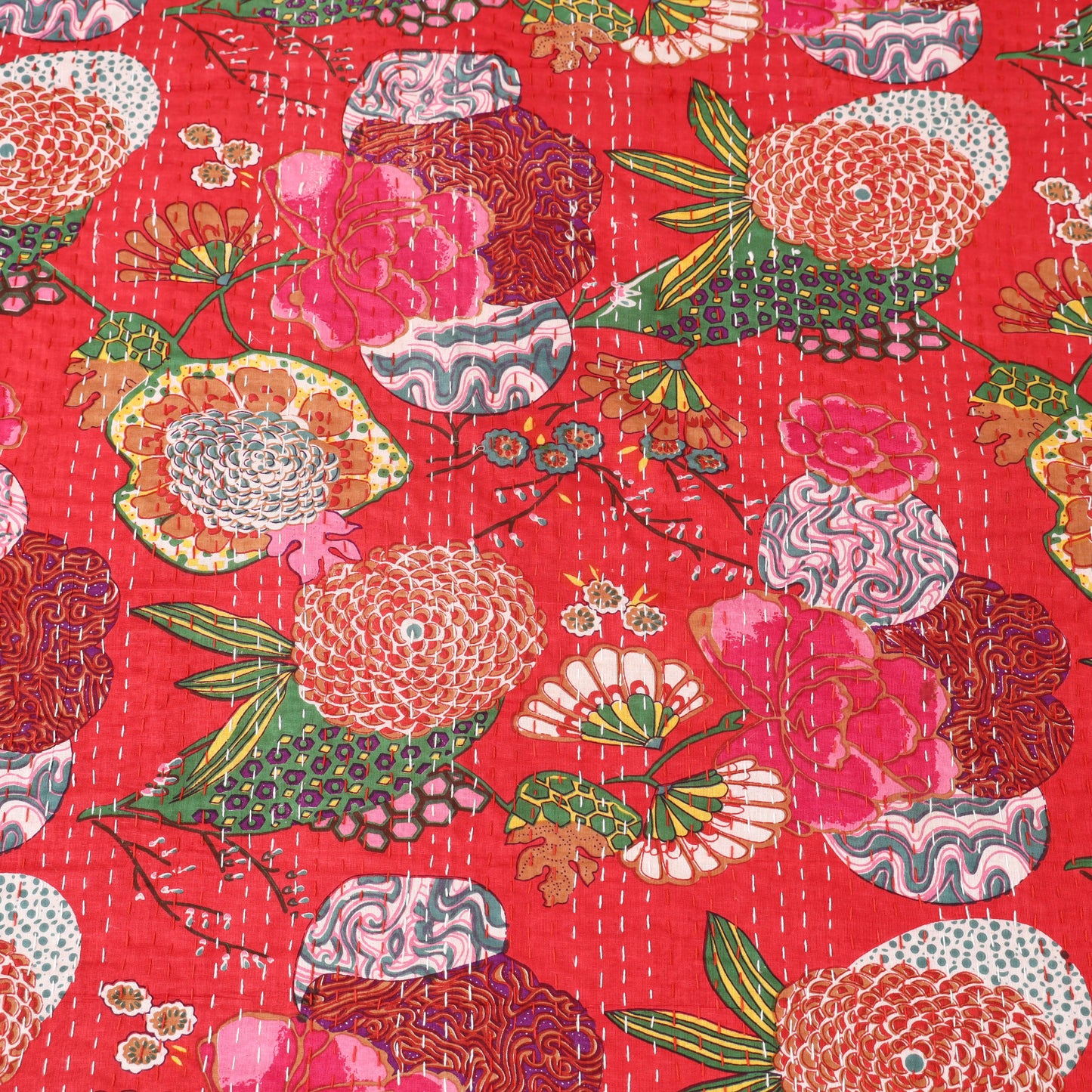 Red - Jaipur Print Tagai Work Double Bedsheet (108 x 90 in) 05