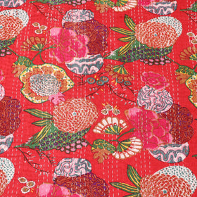 Red - Jaipur Print Tagai Work Double Bedsheet (108 x 90 in) 05