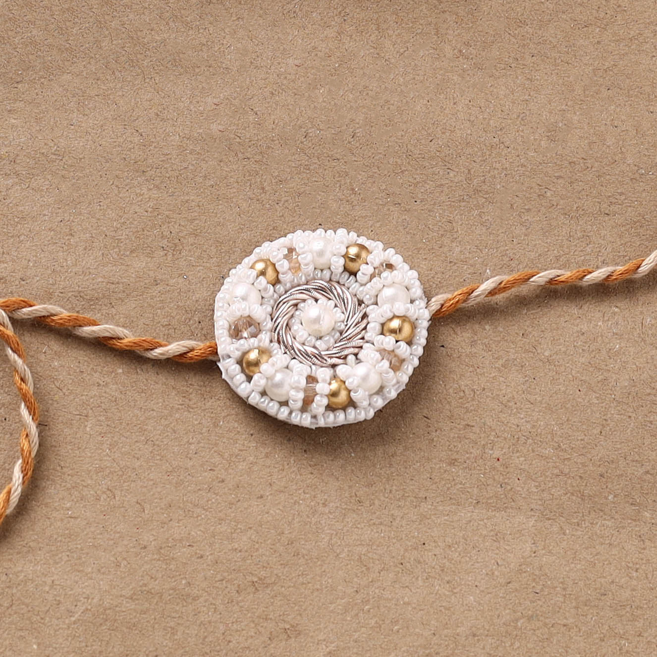Hand Embroidered Thread Work Rakhi 08
