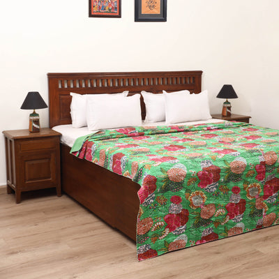 Green - Jaipur Print Tagai Work Double Bedsheet (108 x 90 in) 02