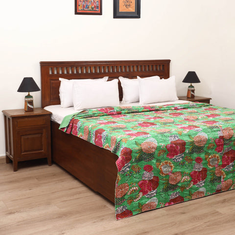 Green - Jaipur Print Tagai Work Double Bedsheet (108 x 90 in) 02