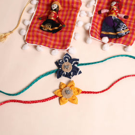  Handmade Fabric Flower Rakhi (Set of 2)
