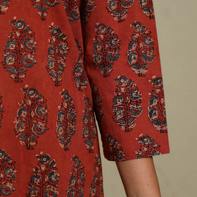 Block Print Natural Dyed Cotton Straight Ajrakh Kurta 09
