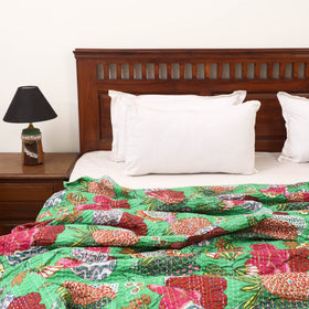 Green - Jaipur Print Tagai Work Double Bedsheet (108 x 90 in) 02