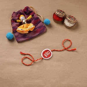 Bro - Hand Embroidered Thread Work Rakhi 12