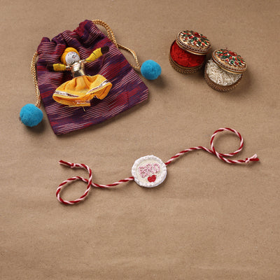 Hand Embroidered Thread Work Rakhi 13