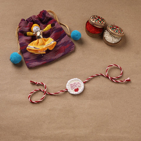Hand Embroidered Thread Work Rakhi 13