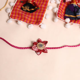  Handmade Fabric Flower Rakhi (Set of 2)