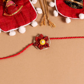  Handmade Fabric Flower Jute Rakhi (Set of 2)