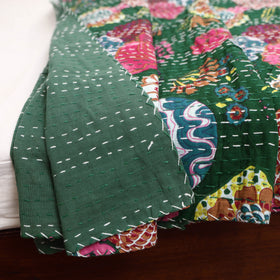 Green - Jaipur Print Tagai Work Double Bedsheet (108 x 90 in) 03